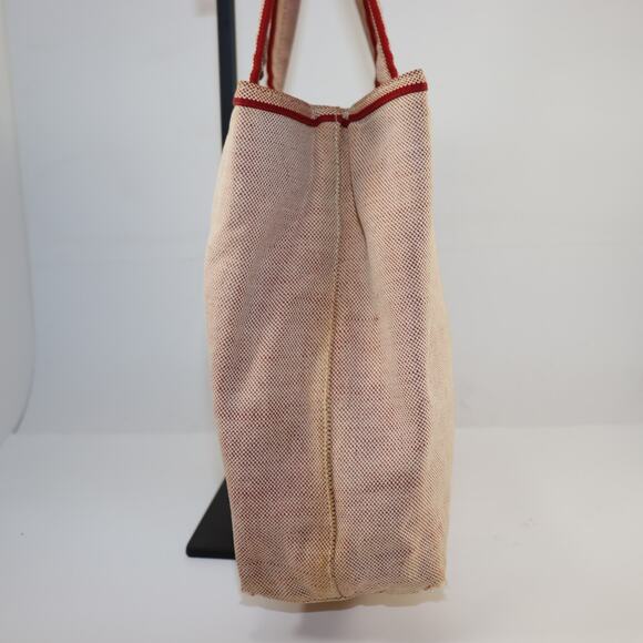 Vintage Prada Red & Natural Canvas Tote Bag - Picture 4 of 10